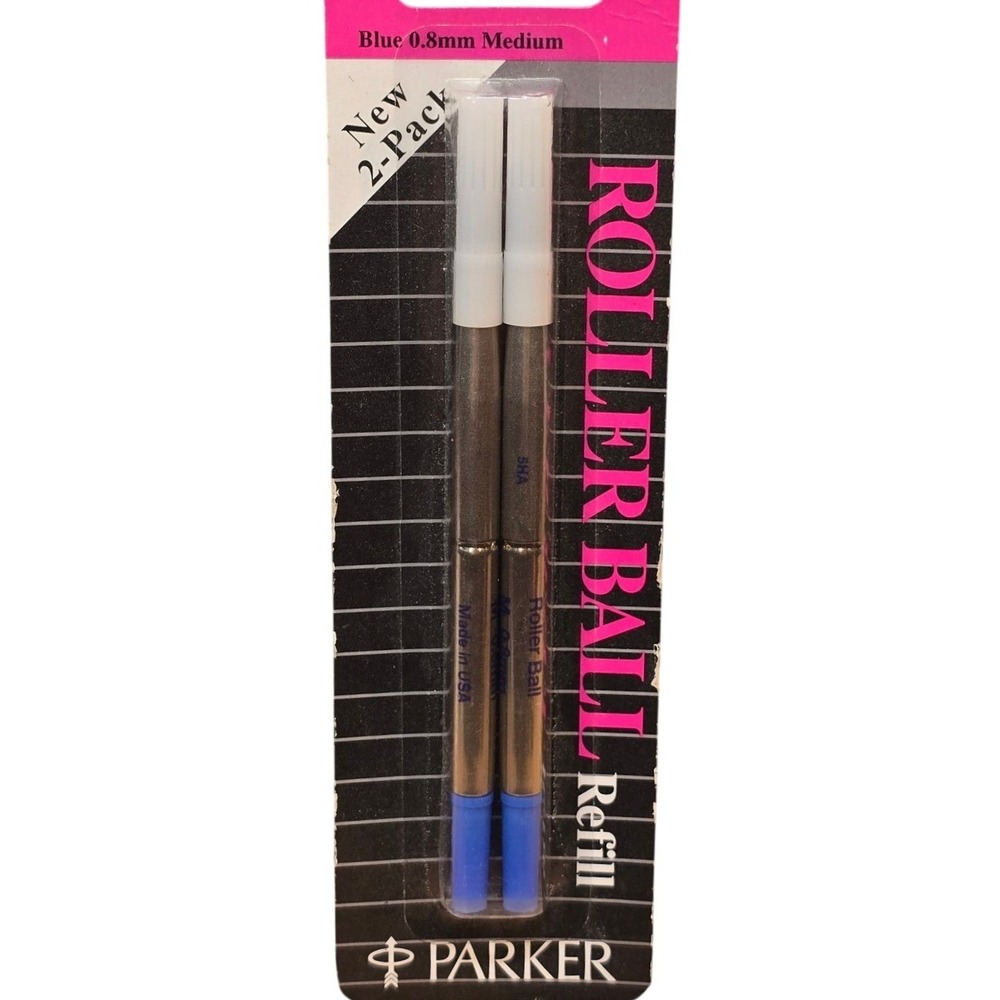 2‎ Original Parker Roller ball Blue Pen Refills Sealed Packs 0.8MM Medium 32225